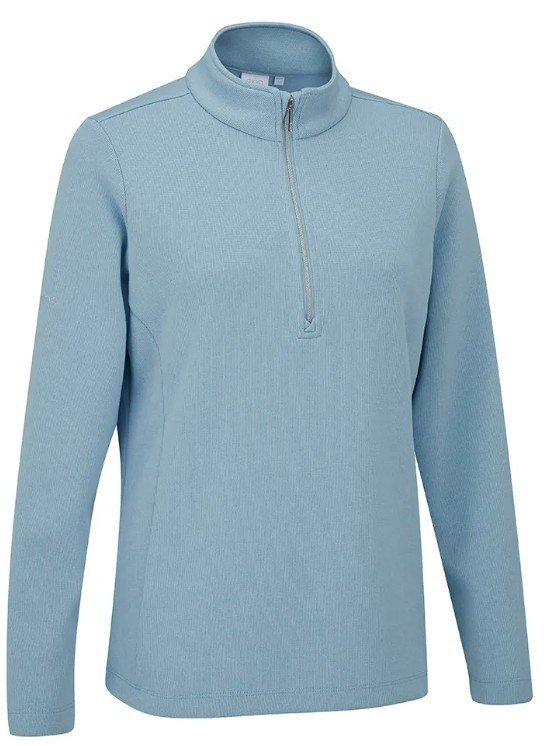 Ping Lyla half zip ribbed dámská fleecová mikina, modrá