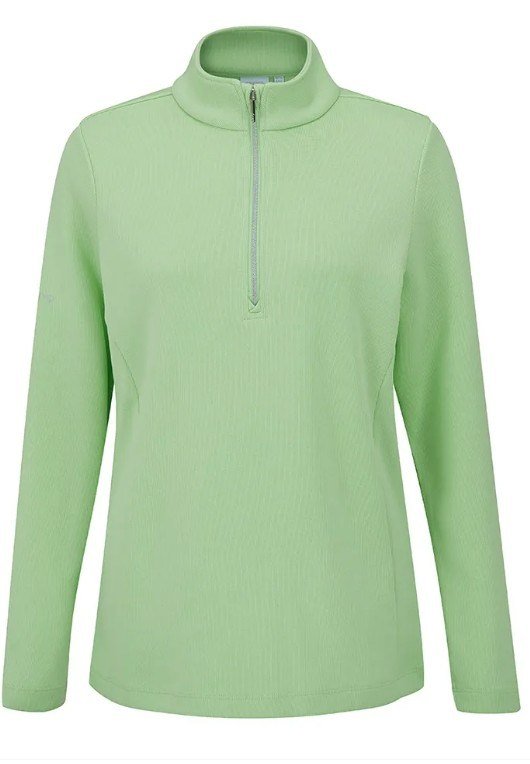 Ping Lyla half zip ribbed dámská fleecová mikina, mentolová