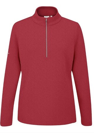 Ping Lyla half zip ribbed dámská fleecová mikina, červená