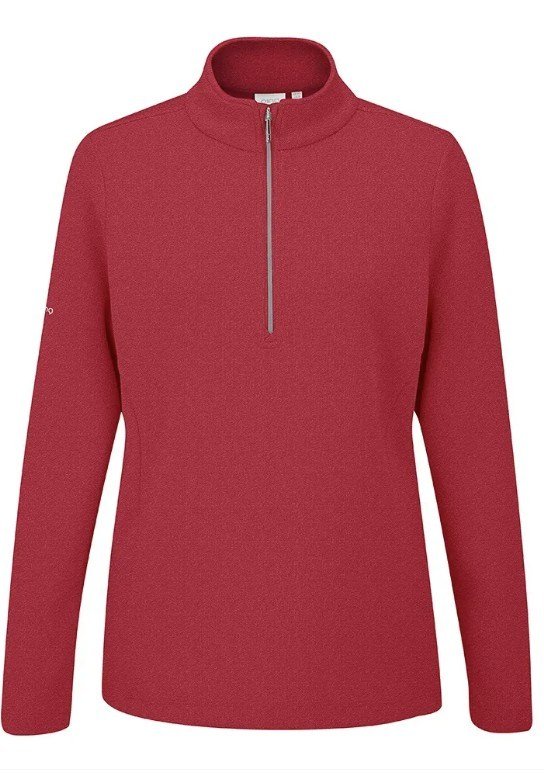 Ping Lyla half zip ribbed dámská fleecová mikina, červená