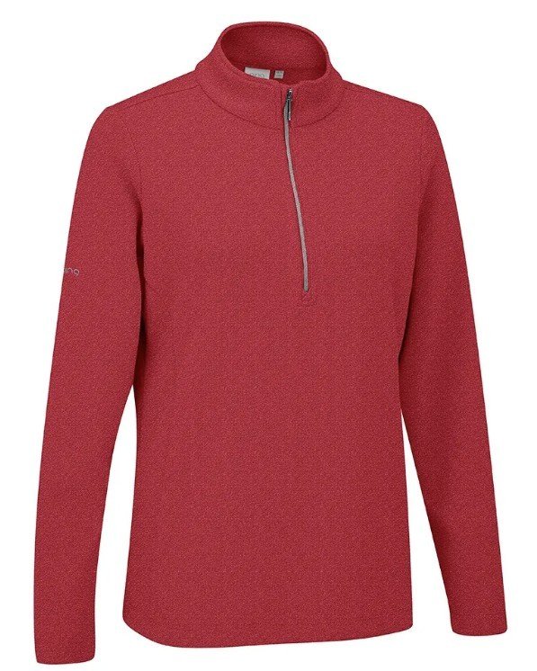 Ping Lyla half zip ribbed dámská fleecová mikina, červená