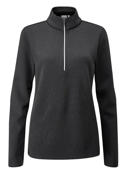 Ping Lyla half zip ribbed dámská fleecová mikina, černá
