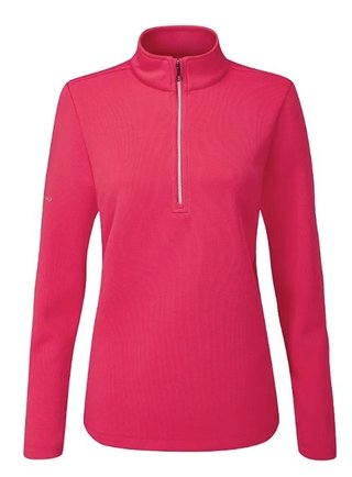 Ping Lyla half zip ribbed dámská fleecová mikina, růžová