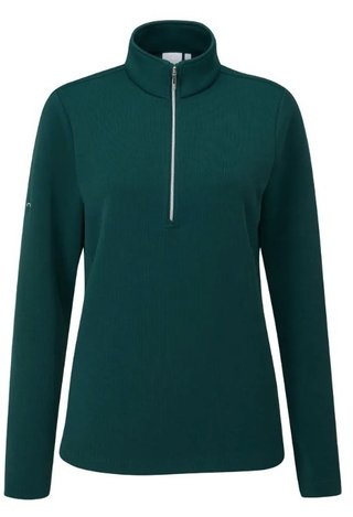 Ping Lyla half zip ribbed dámská fleecová mikina, zelená