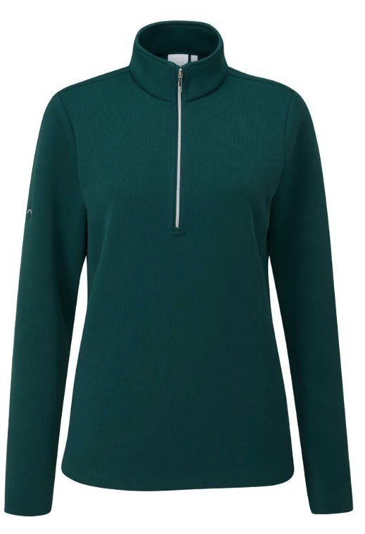 Ping Lyla half zip ribbed dámská fleecová mikina, zelená