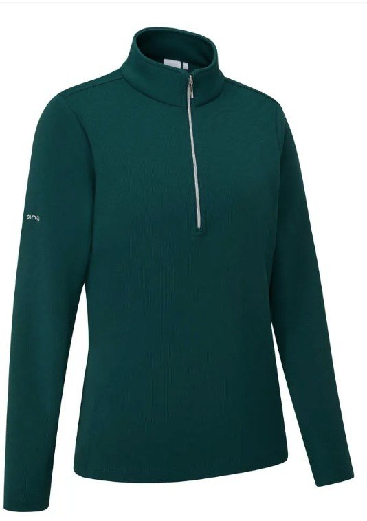 Ping Lyla half zip ribbed dámská fleecová mikina, zelená