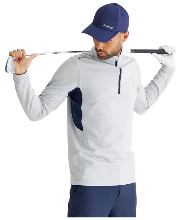 Ping Rhodri Half Zip Fleece pánská mikina, šedo/tmavě modrá