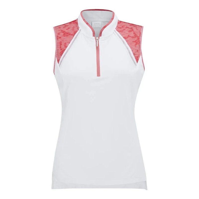 Ping Nala Colour Block Sleeveless dámské polo bez rukávů,bílo/meruňkové