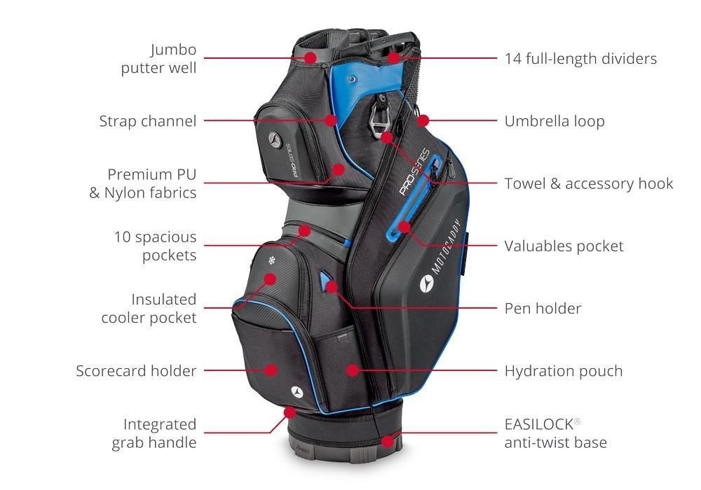 Motocaddy Pro-Series cart bag, černo/červený