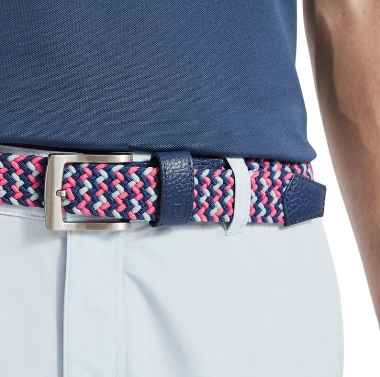 FootJoy Braided opasek, dark denim/pink lemonade/skyway