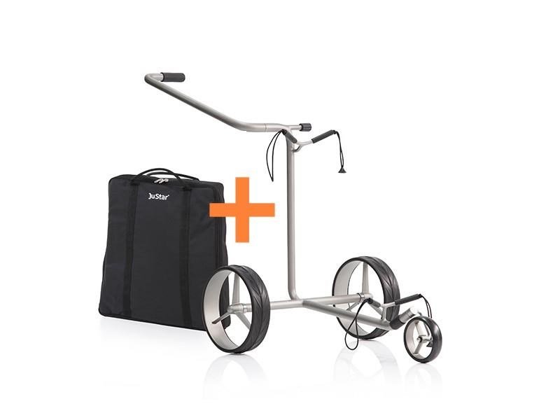 JuStar Silver 3-Wheeled golfový manuální vozík + ZDARMA taška