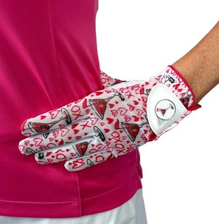 Best of Golf America XOXO dámská golfová rukavice, bílo/růžová