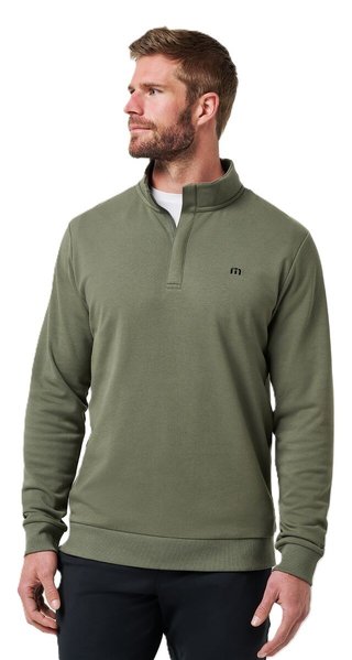 Travis Mathew Cloud Quarter Zip 2.0 pánská fleecová mikina, olivová