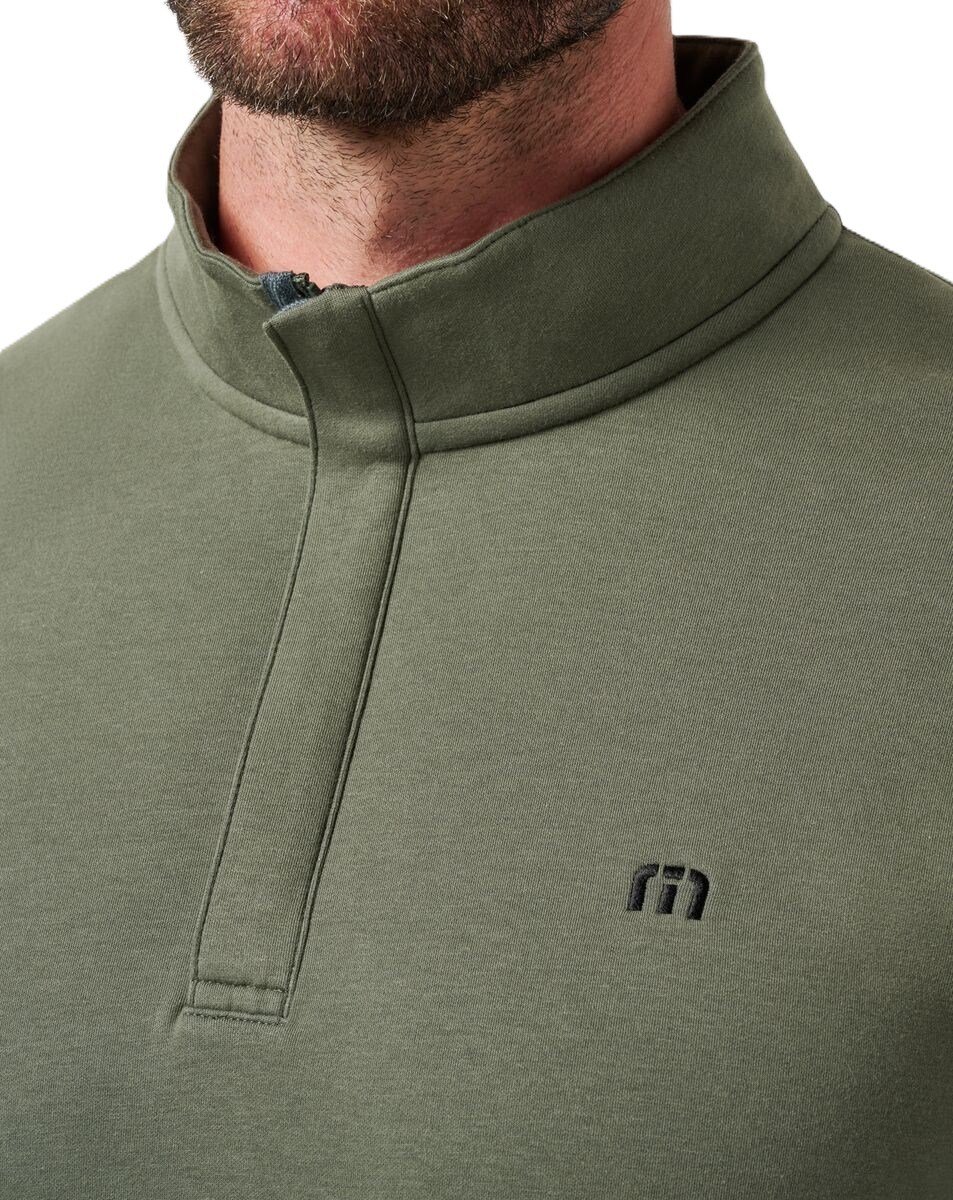 Travis Mathew Cloud Quarter Zip 2.0 pánská fleecová mikina, olivová