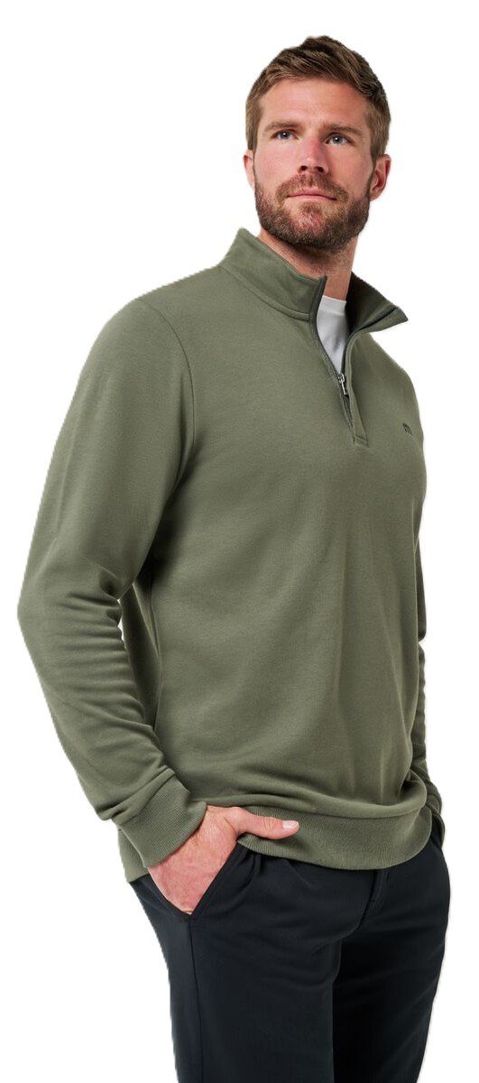 Travis Mathew Cloud Quarter Zip 2.0 pánská fleecová mikina, olivová
