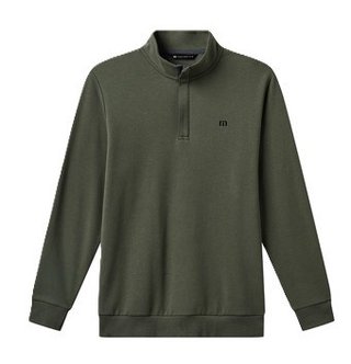 Travis Mathew Cloud Quarter Zip 2.0 pánská fleecová mikina, olivová