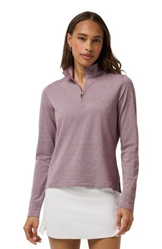 Travis Mathew Featherweightt Active zip long sleeve dámské polo, heather damson