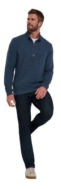 Travis Mathew Cloud 1/4 zip pánský svetr, tmavě modrý