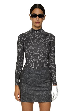 J.Lindeberg Ella Print Compression dámské tričko, asphalt