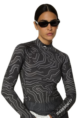 J.Lindeberg Ella Print Compression dámské tričko, asphalt