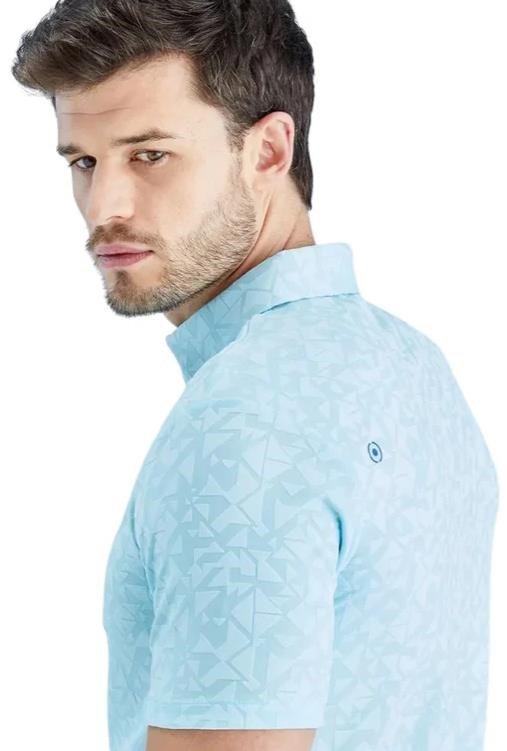 PING Geo Camo pánské polo, crystal blue