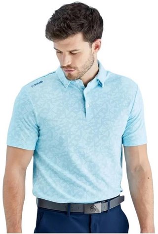 PING Geo Camo pánské polo, crystal blue