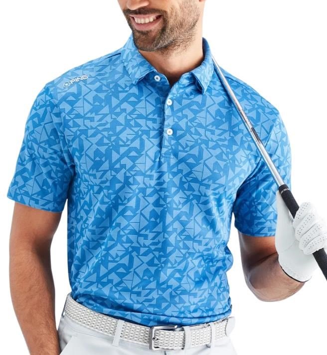 PING Geo Camo pánské polo, tidal blue