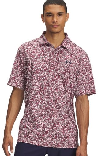 Under Armour Playoff 3.0 Printed pánské polo, tourmaline pink/dark maroon/midnight navy