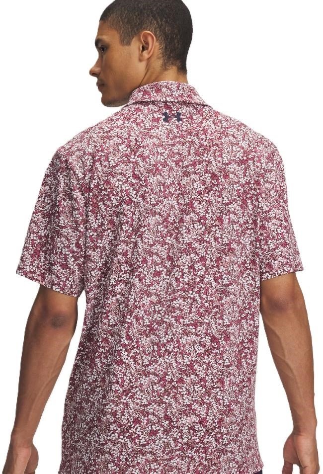 Under Armour Playoff 3.0 Printed pánské polo, tourmaline pink/dark maroon/midnight navy