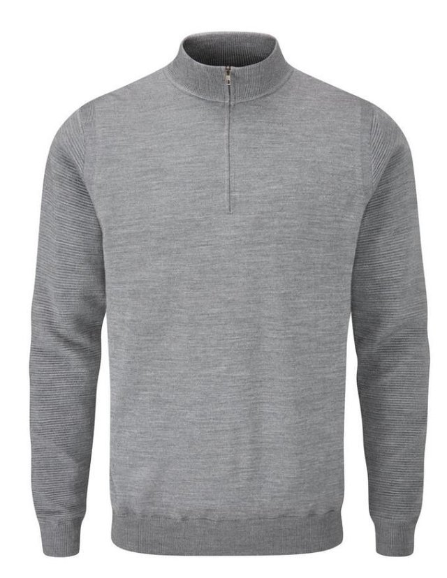 Ping Croy Lined Half Zip pánský svetr, french grey marl