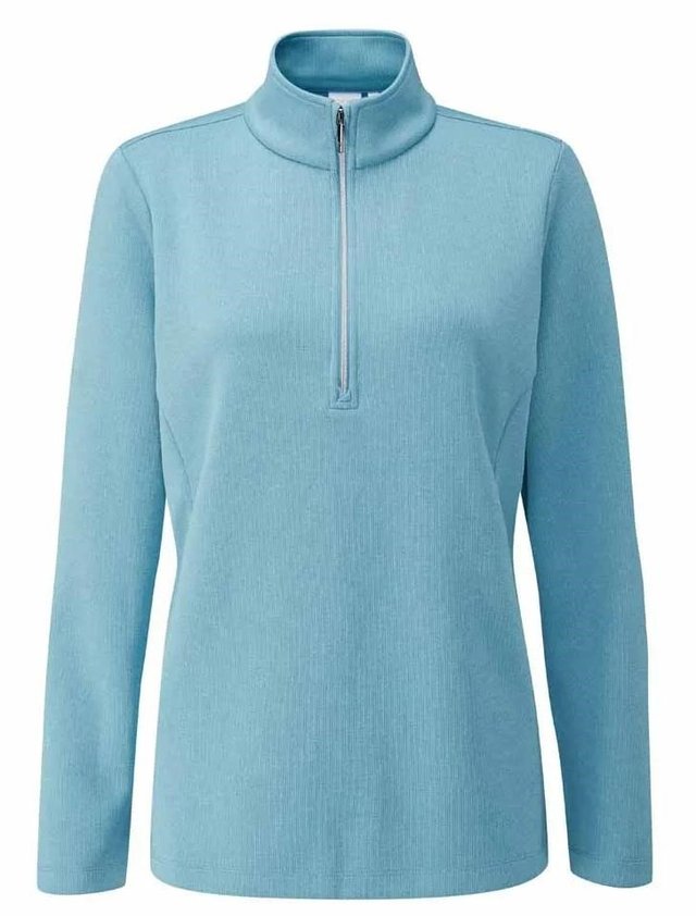 Ping Lyla half zip ribbed dámská fleecová mikina, tranquil blue marl