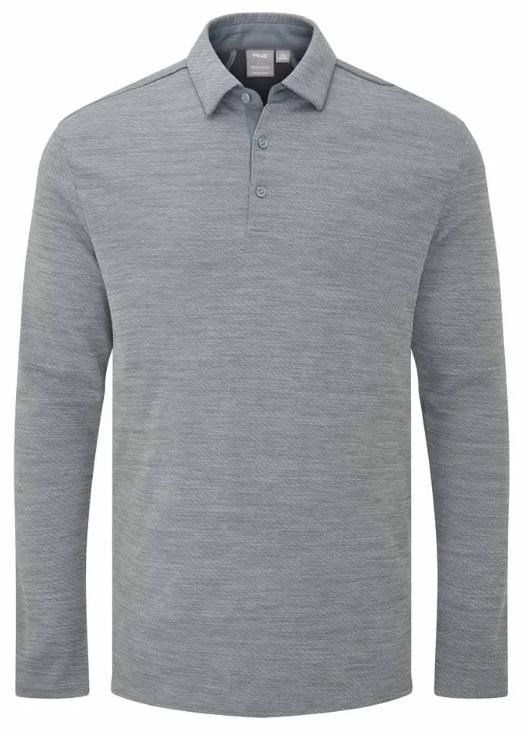 Ping Creek long sleeve pánské polo, rock melange