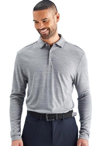 Ping Creek long sleeve pánské polo, rock melange