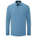 Ping Creek long sleeve pánské polo, tidal blue melange
