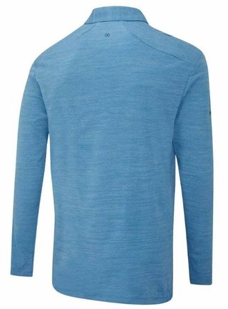 Ping Creek long sleeve pánské polo, tidal blue melange