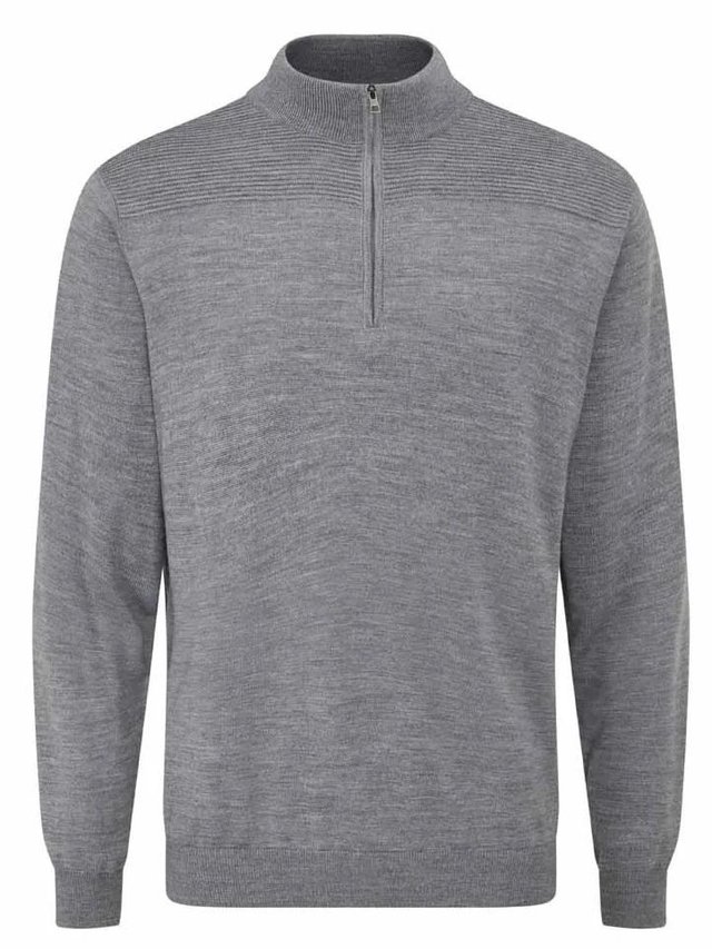 Ping Dorset Quarter zip pánský svetr, šedý