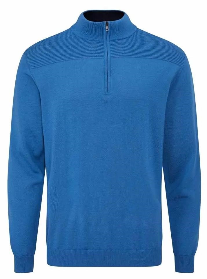 Ping Dorset Quarter zip pánský svetr, modrý