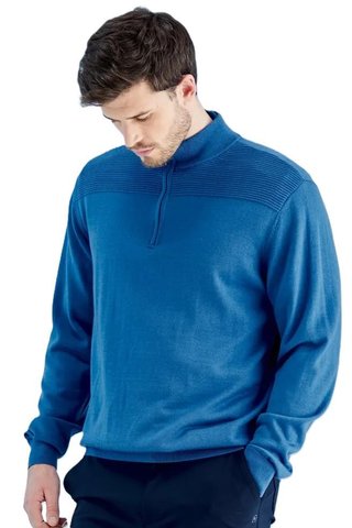 Ping Dorset Quarter zip pánský svetr, modrý