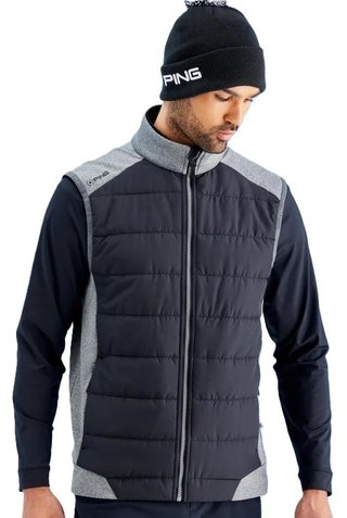 Ping Aiden Hybrid fleece pánská vesta, asphalt marl/black