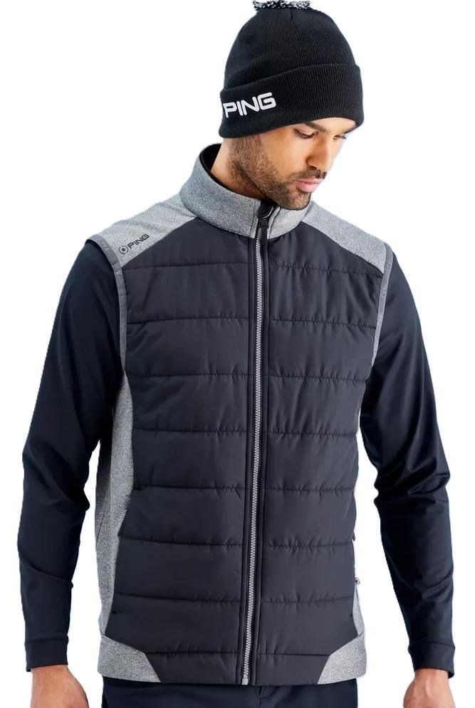 Ping Aiden Hybrid fleece pánská vesta, asphalt marl/black