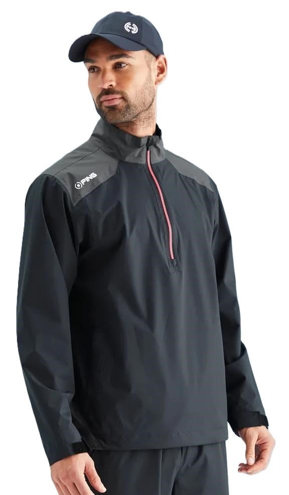 Ping AquaDrive Half-Zip Waterproof pánská nepromokavá bunda, black/asphalt