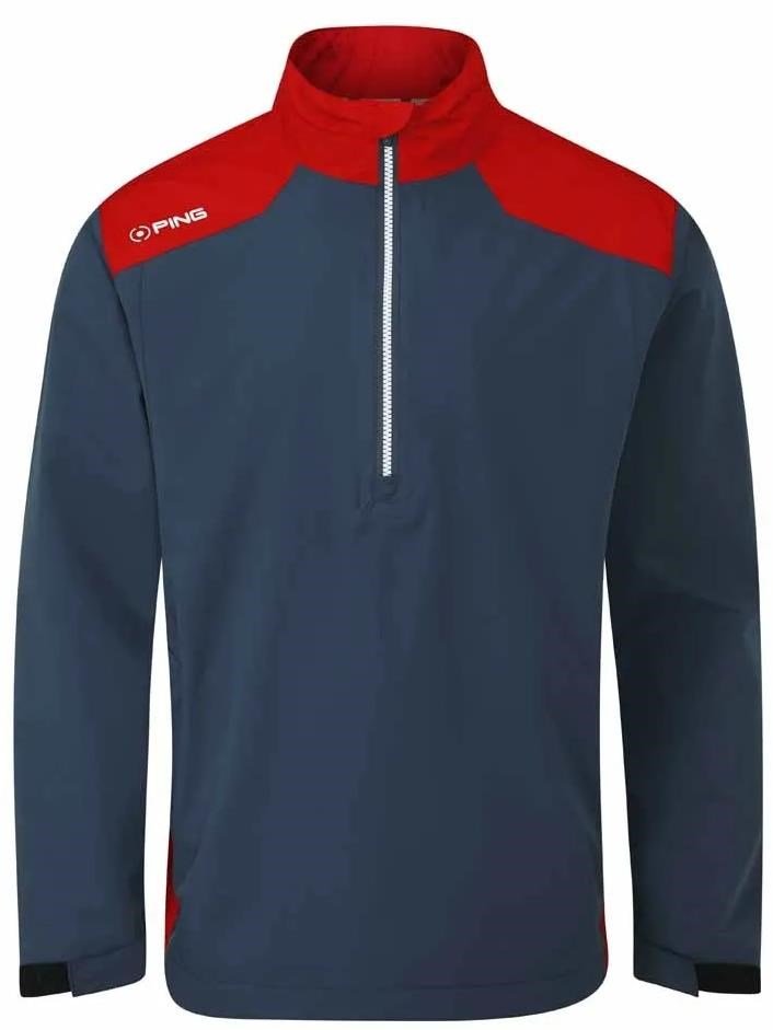 Ping AquaDrive Half-Zip Waterproof pánská nepromokavá bunda, oxford blue/classic red