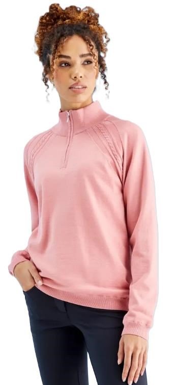 Ping Melodie Half-zip lined dámský svetr, muted pink