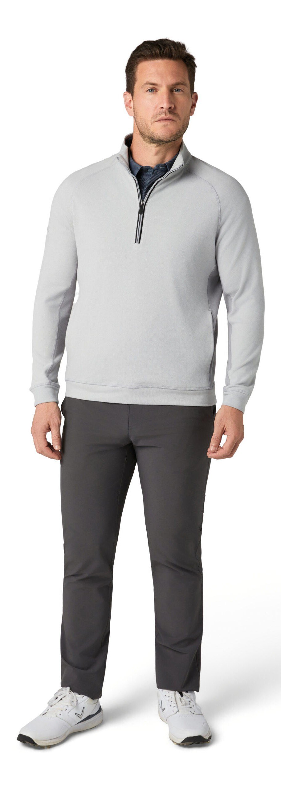 Callaway Brushed Rib 1/4 Zip pánská mikina, concrete