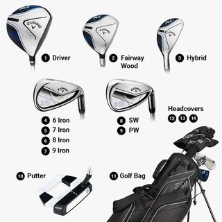 Callaway XT 11PC Black dětský golfový set, 147-175cm, levý