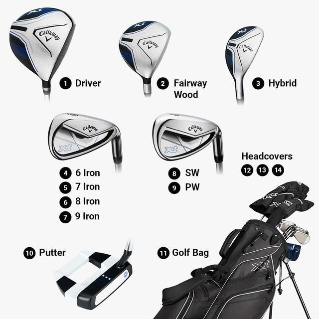 Callaway XT 11PC Black dětský golfový set, 147-175cm, levý
