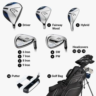 Callaway XT 11PC Black dětský golfový set, 147-175cm