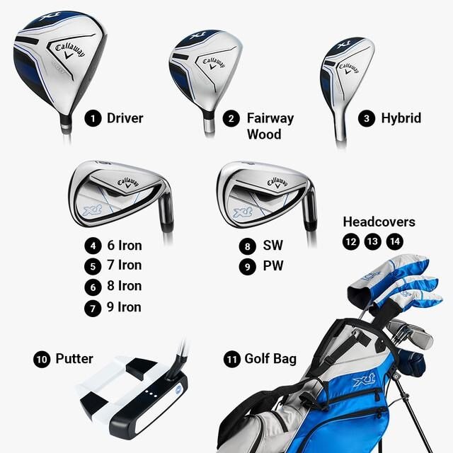 Callaway XT 11PC Blue dětský golfový set, 147-175cm