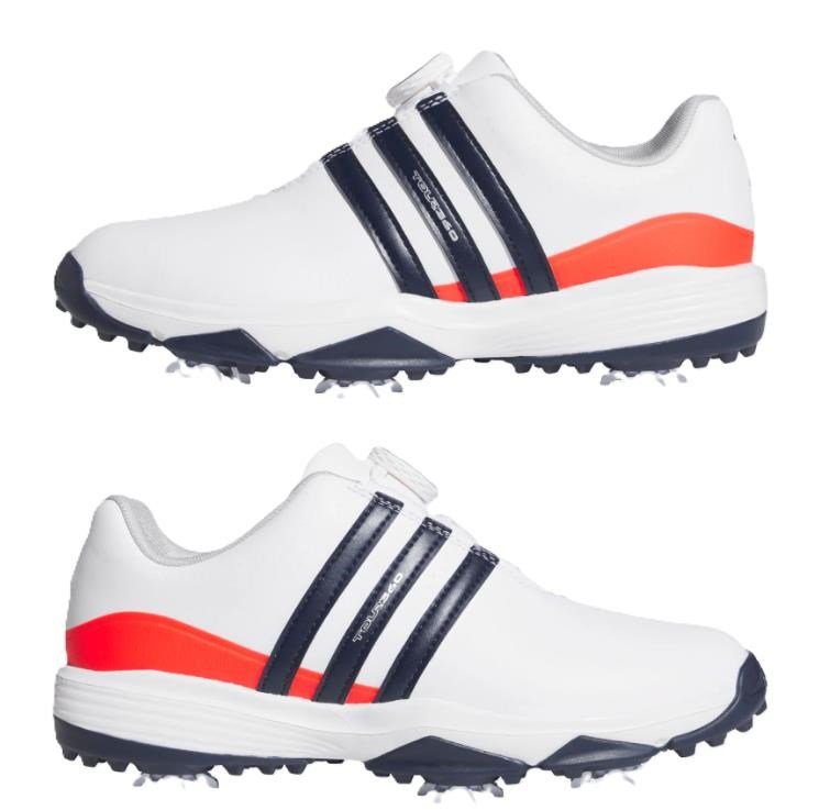 Adidas Tour360 24 Boa dětské golfové boty, bílo/modro/červené