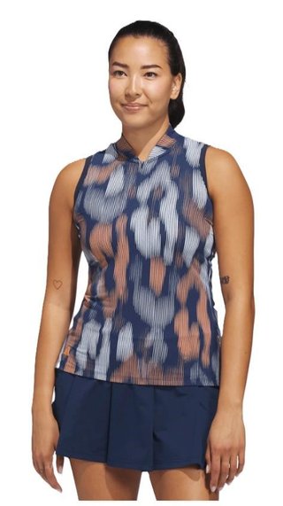 Adidas Ultimate365 Ottoman Printed polo bez rukávů, tmavě modré